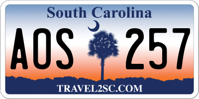 SC license plate AOS257