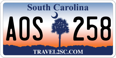 SC license plate AOS258