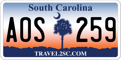 SC license plate AOS259