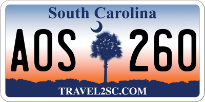 SC license plate AOS260