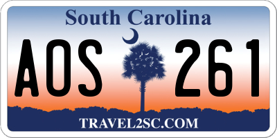 SC license plate AOS261