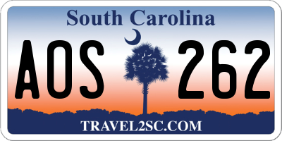 SC license plate AOS262