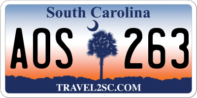 SC license plate AOS263
