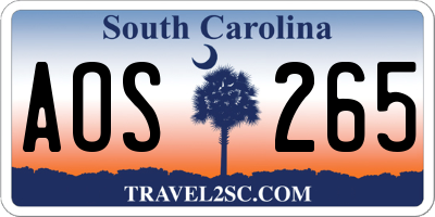 SC license plate AOS265