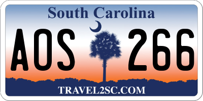 SC license plate AOS266