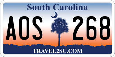 SC license plate AOS268