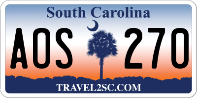 SC license plate AOS270