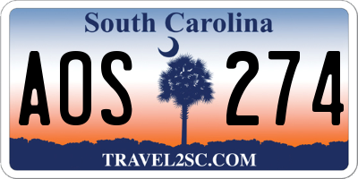 SC license plate AOS274