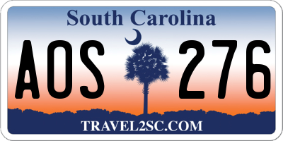 SC license plate AOS276