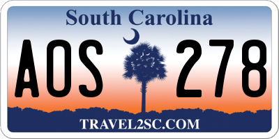 SC license plate AOS278