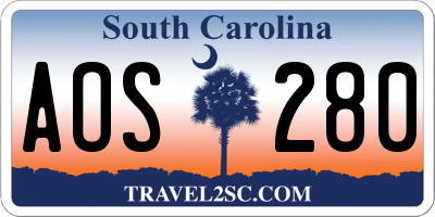 SC license plate AOS280