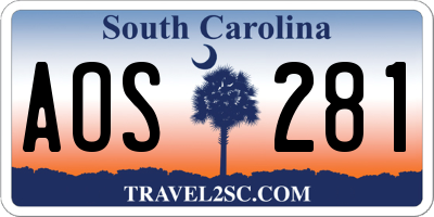 SC license plate AOS281