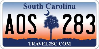 SC license plate AOS283