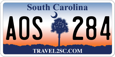 SC license plate AOS284