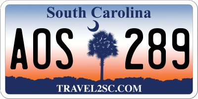 SC license plate AOS289