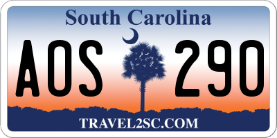 SC license plate AOS290
