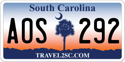 SC license plate AOS292