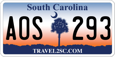SC license plate AOS293