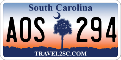 SC license plate AOS294