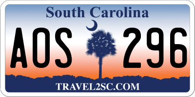 SC license plate AOS296