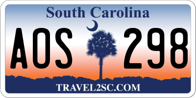 SC license plate AOS298
