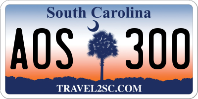 SC license plate AOS300