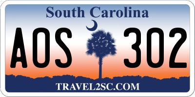 SC license plate AOS302