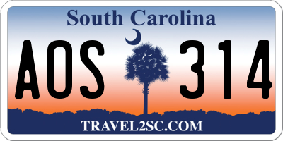 SC license plate AOS314