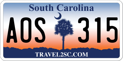 SC license plate AOS315