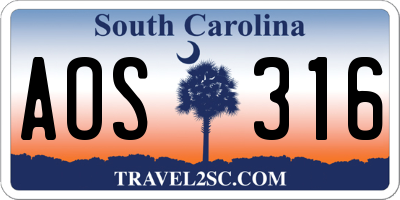 SC license plate AOS316