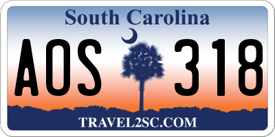 SC license plate AOS318