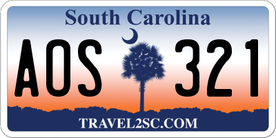 SC license plate AOS321