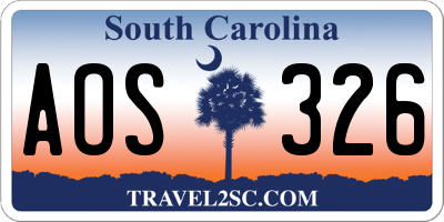 SC license plate AOS326