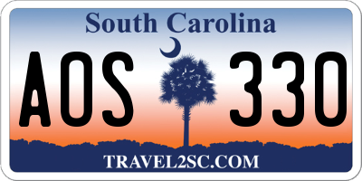 SC license plate AOS330