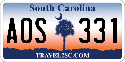 SC license plate AOS331