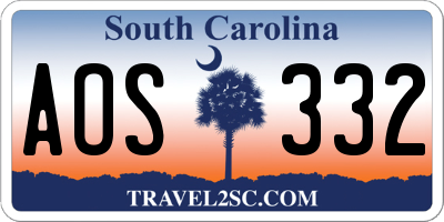 SC license plate AOS332