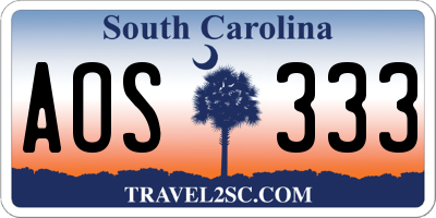 SC license plate AOS333