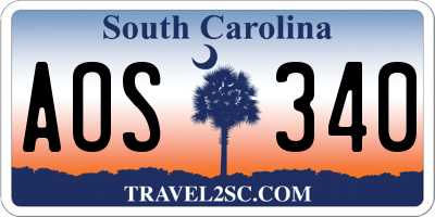 SC license plate AOS340