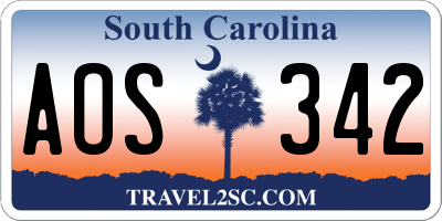 SC license plate AOS342
