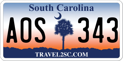 SC license plate AOS343