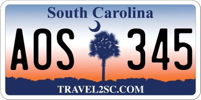 SC license plate AOS345