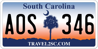SC license plate AOS346