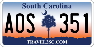 SC license plate AOS351