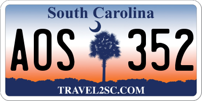 SC license plate AOS352