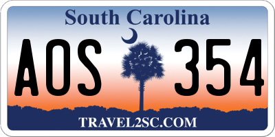 SC license plate AOS354