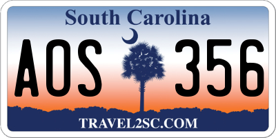 SC license plate AOS356