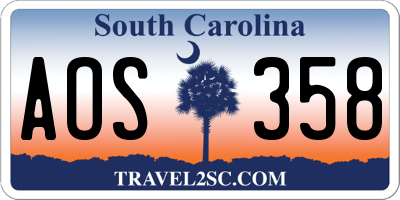 SC license plate AOS358