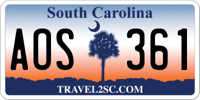SC license plate AOS361