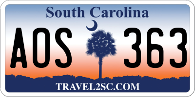 SC license plate AOS363