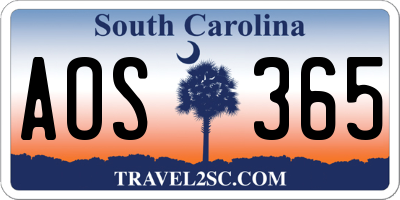 SC license plate AOS365